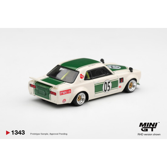 1/64 NISSAN SKYLINE LB-WORKS HAKOSUKA WHITE / GREEN (RHD) BLISTER PACKAGING