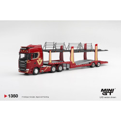 1/64 SCANIA 770S A6X4NA CAR TRANSPORTER V8 50TH ANNIVERSARY PLUS CAR TRANSPORTER RED (LHD)