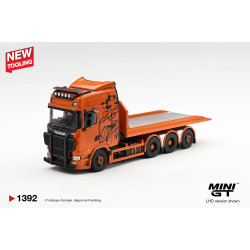 1/64 SCANIA 770S B8X4NA HOOKLIFT FLATBED ORANGE (LHD)