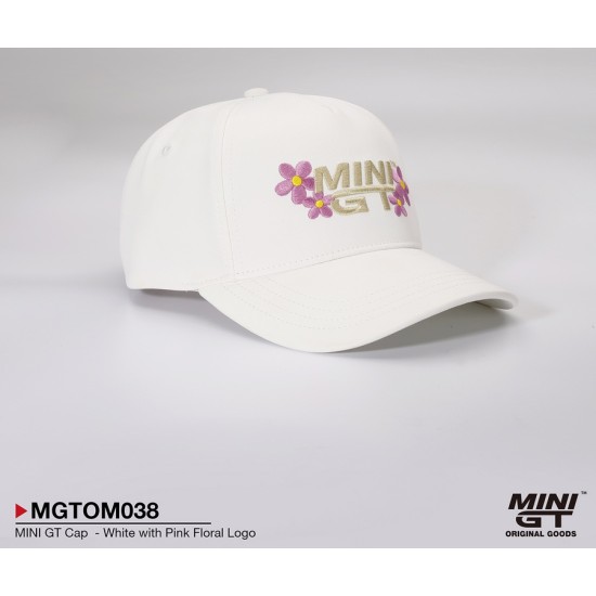 MINI GT CAP - WHITE WITH PINK FLORAL LOGO MINI GT CAP - WHITE WITH PINK FLORAL LOGO