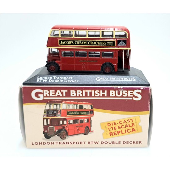 ATLAS 1/76 LONDON TRANSPORT RTW DOUBLE DECKER RT 22 JACOBS CREAM CRACKERS