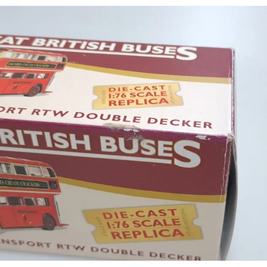 ATLAS 1/76 LONDON TRANSPORT RTW DOUBLE DECKER RT 22 JACOBS CREAM CRACKERS