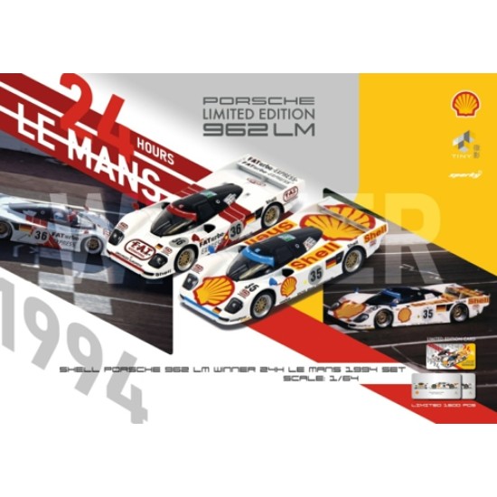 1/64 PORSCHE 962 LM SHELL COMBO WINNER LE MANS 1994 NO.35 AND NO.36 YCOMBO64004