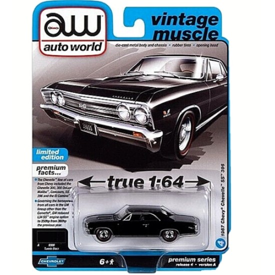 1/64 1967 CHEVY CHEVELLE SS 396 BLACK 64382 A
