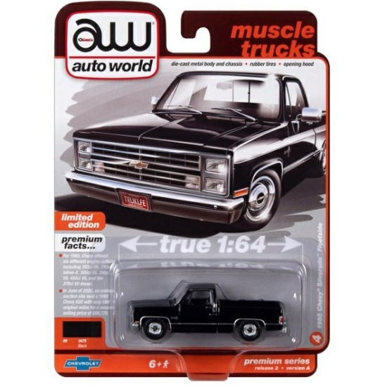 1/64 1985 CHEVY SILVERADO FLEETSIDE BLACK AW64402A-4