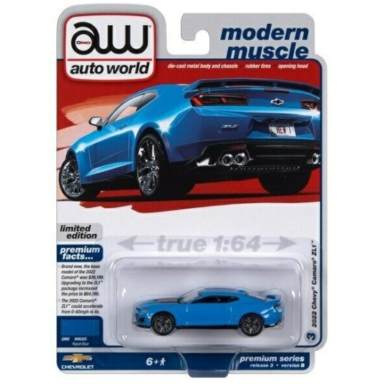 1/64 2022 CHEVY CAMARO ZL1 RAPID BLUE AW64412B-3