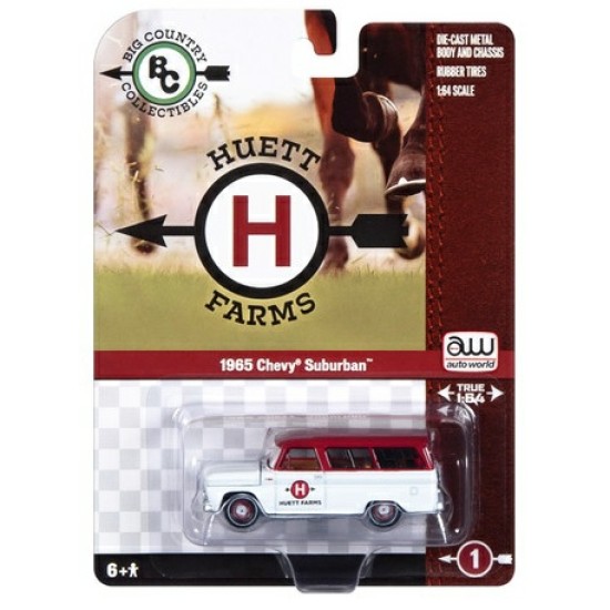 1/64 HUETT FARMS 1965 CHEVY SUBURBAN WHITE & RED WINE AWBC001-1