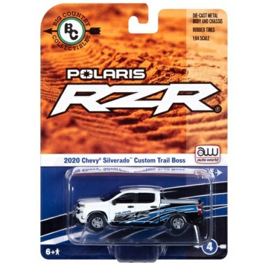 1/64 POLARIS 2020 CHEVY SILVERADO CUSTOM TRAIL BOSS WHITE AWBC001-4