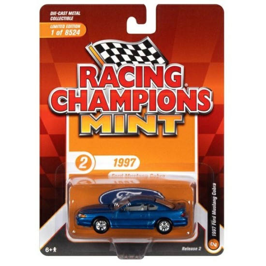 1/64 RACING CHAMPIONS 1997 FORD MUSTANG COBRA BLUE RC015