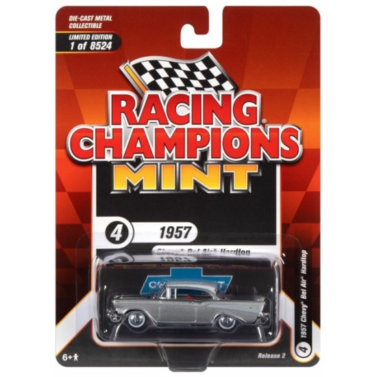 1/64 RACING CHAMPIONS 1957 CHEVY BEL AIR HARDTOP SILVER RC015