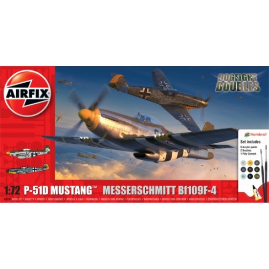 1/72 P-51D MUSTANG VS BF109F-4 DOGFIGHT DOUBLE (PLASTIC KIT) A50193