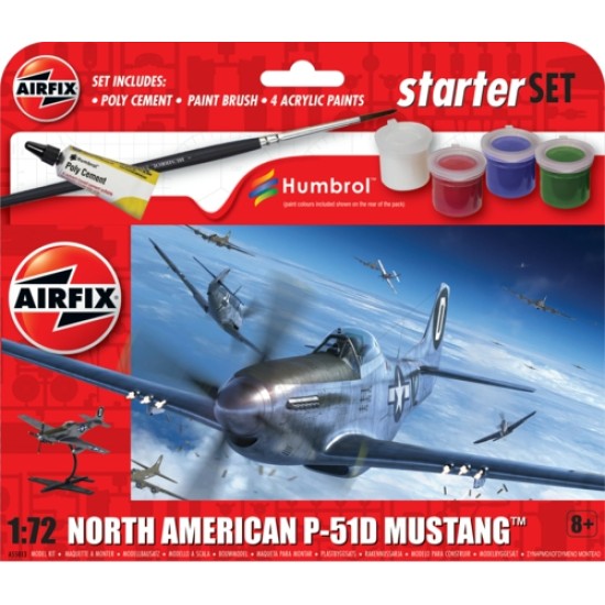 1/72 STARTER SET NORTH AMERICAN P-51D MUSTANG (PLASTIC KIT) A55013