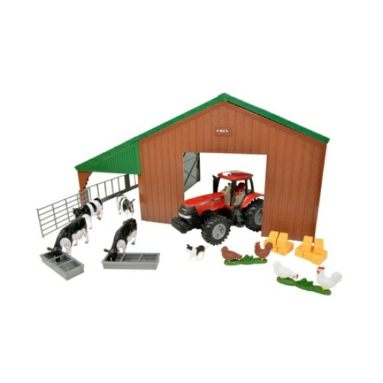 1/32 FARM BUILDING SET WITH CASE TRACTOR EVERYDAY PLAY