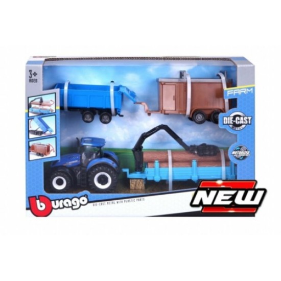 BG31668N - 10CM NEW HOLLAND T7.315 MOTORIZED W/TIPPING TRAILER/LIVESTOCK TRAILER/TREE FORWARDER