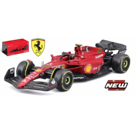 BG36831S - 1/43 FERRARI F1-75 NO.55 2022 (CASE) C.SAINZ - SCUDERIA FERRARI W/HELMET AND SHOWCASE BG36831S - 1/43 FERRARI F1-75 NO.55 2022 (CASE) C.SAINZ - SCUDERIA FERRARI W/HELMET AND SHOWCASE