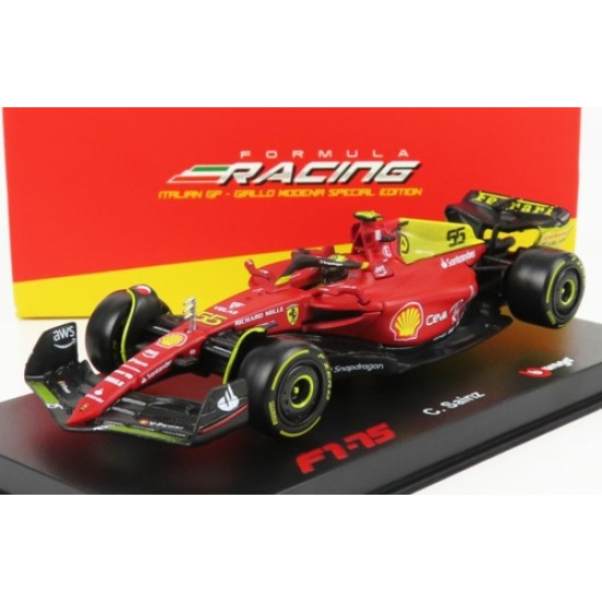 BG36831SA-MON - 1/43 FERRARI F1-75 SCUDERIA NO.55 4TH - MONZA GP ITALY 2022 SAINZ W/HELMET AND CASE BG36831SA-MON - 1/43 FERRARI F1-75 SCUDERIA NO.55 4TH - MONZA GP ITALY 2022 SAINZ W/HELMET AND CASE