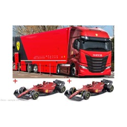 1/43 FERRARI IVECO S-WAY 570 RACING TRANSPORTER 2022 PLUS 2 F1 CARS 1/43 FERRARI IVECO S-WAY 570 RACING TRANSPORTER 2022 PLUS 2 F1 CARS