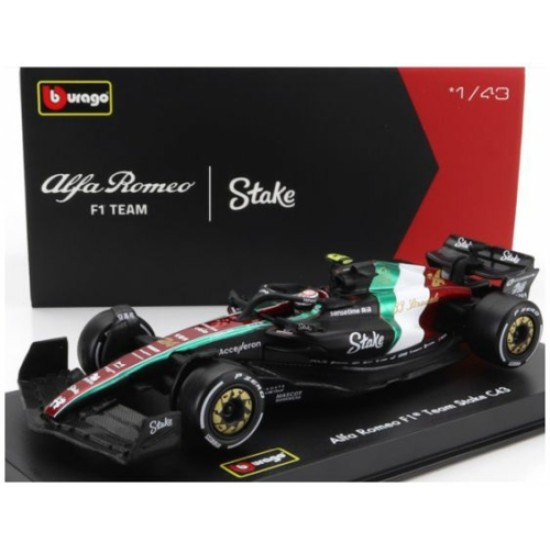 BG3808624VET - 1/43 ALFA ROMEO F1 C43 TEAM STAKE NO.24 MONZA ITALY GP 2023 GUANYU ZHOU WITH DRIVER AND CASE