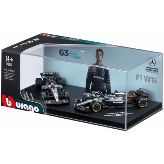 BG58020 - 1/64 MERCEDES AMG PETRONAS F1 - PREMIUM NO.63 GEORGE RUSSELL - NO.12 KIMI ANTONELLI - 2 PACK BG58020 - 1/64 MERCEDES AMG PETRONAS F1 - PREMIUM NO.63 GEORGE RUSSELL - NO.12 KIMI ANTONELLI - 2 PACK