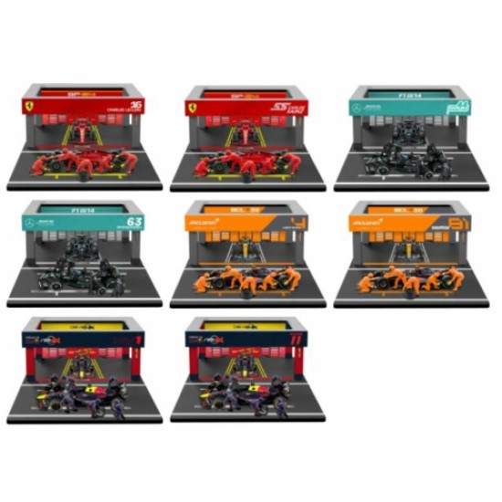 BGPITSET01 - 1/43 PITBOX SET FERRARI/RED BULL/MERCEDES MCLAREN 2024 8 PIT PASS SET BGPITSET01 - 1/43 PITBOX SET FERRARI/RED BULL/MERCEDES MCLAREN 2024 8 PIT PASS SET