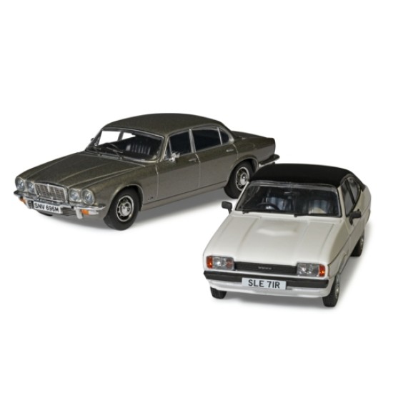 1/43 SCREEN STARS - FORD CAPRI MK2 2.0S DIAMOND WHITE, JAGUAR XJ6 SERIES 2 SILVER 1/43 SCREEN STARS - FORD CAPRI MK2 2.0S DIAMOND WHITE, JAGUAR XJ6 SERIES 2 SILVER