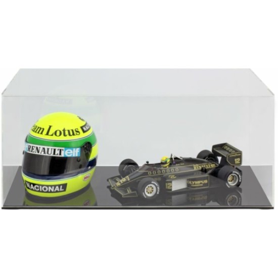 SHOWCASE FOR 1/18 SCALE CAR AND 1 1/2 SCALE HELMET BLACK BASE