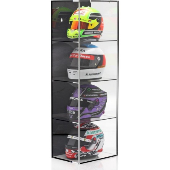 SHOWCASE WITH 4 COMPARTMENTS FOR 1/2 SCALE HELMETS BLACK