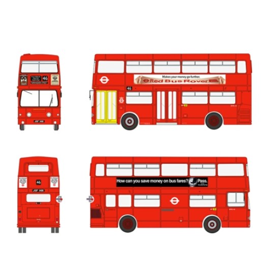 1/76 DAIMLER FLEETLINE DMS141 LONDON TRANSPORT ROUTE 46 FARRINGDON STREET
