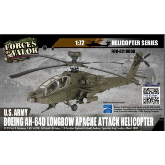 1/72 US ARMY BOEING AH-64D LONGBOW APACHE ATTACK HELICOPTER 99-5135 FOV821008A