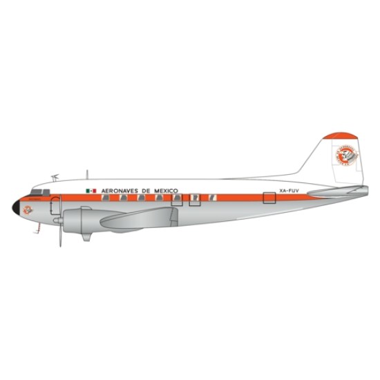 1/200 AERONAVES DE MEXICO DC-3 XA-FUV POLISHED BELLY