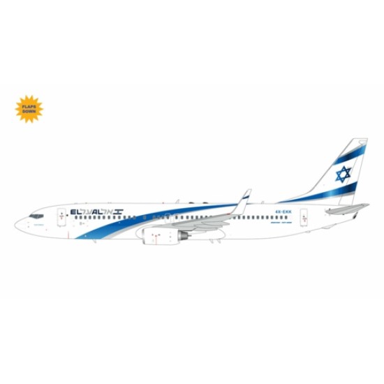 G2ELY1360F - 1/200 EL AL ISRAEL AIRLINES B737-800W 4X-EKK (FLAPS DOWN) (UPGRADED STAND)