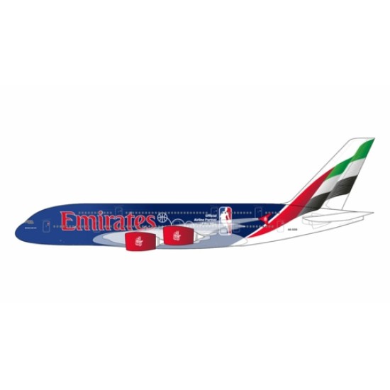 G2UAE1346 - 1/200 EMIRATES A380 A6-EOD OFFICIAL AIRLINE PARTNER OF THE NBA