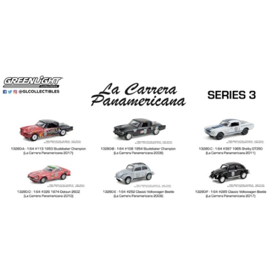 1/64 LA CARRERA PANAMERICANA SERIES 3 (6-CAR SET) 12PCS CART