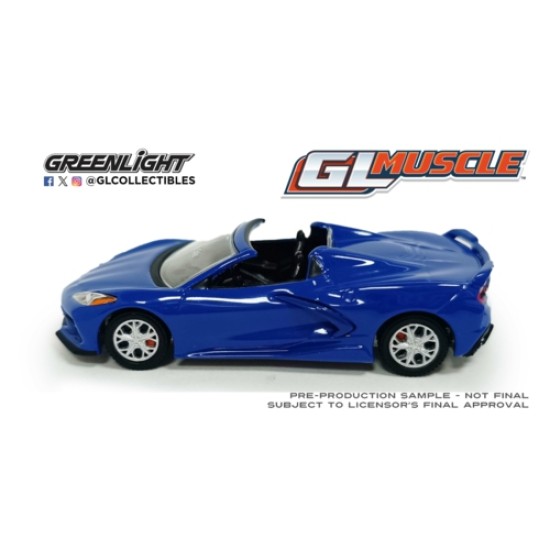 1/64 GL MUSCLE SERIES 30 - CORVETTE STINGRAY CONVERTIBLE 2021 - ELKHART LAKE BLUE GL13370-E