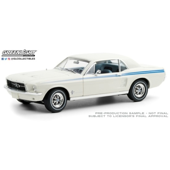 1/18 1967 FORD MUSTANG COUPE INDY PACESETTER SPECIAL WIMBLEDON WHITE ITH SCOTCHLITE STRIPES
