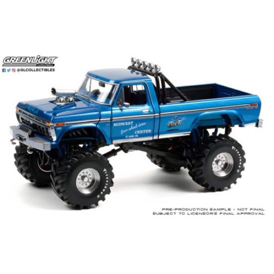 1/18 KINGS OF CRUNCH - MIDWEST FOUR WHEEL DRIVE AND PERFORMANCE CENTER - 1974 FORD F-250 MONSTER TRUCK WITH 48-INCH TYRES