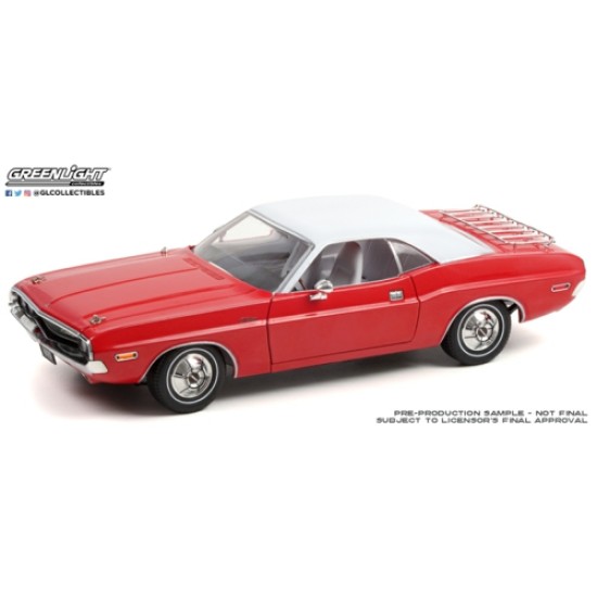 1/18 1970 DODGE CHALLENGER - THE CHALLENGER DEPUTY BRIGHT RED WITH WHITE ROOF