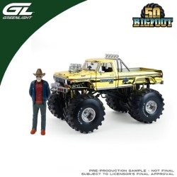 GL13715 - 1/18 KINGS OF CRUNCH - BIGFOOT NO.1 50TH ANNIVERSARY - 1974 FORD F-250 MONSTER TRUCK  GOLD CHROME WITH BOB CHANDLER STANDING FIGURE - LIMITED EDITION