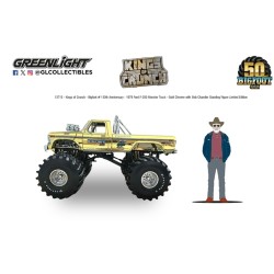 GL13715 - 1/18 KINGS OF CRUNCH - BIGFOOT NO.1 50TH ANNIVERSARY - 1974 FORD F-250 MONSTER TRUCK GOLD CHROME WITH BOB CHANDLER STANDING FIGURE - LIMITED EDITION GL13715 - 1/18 KINGS OF CRUNCH - BIGFOOT NO.1 50TH ANNIVERSARY - 1974 FORD F-250 MONSTER TRUCK GOLD CHROME WITH BOB CHANDLER STANDING FIGURE - LIMITED EDITION