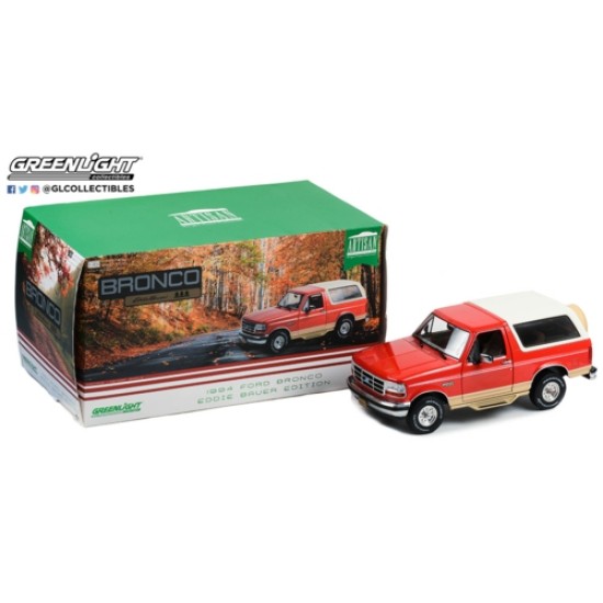 GL19135 - 1/18 ARTISAN COLLECTION 1994 FORD BRONCO - EDDIE BAUER EDITION - ELECTRIC RED METALLIC AND TUCSON BRONZE