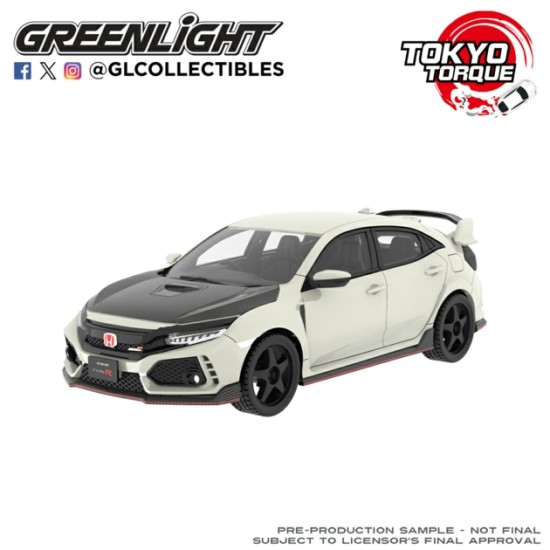 GL235110-F - 1/64 TOKYO TORQUE SERIES 10 - HONDA INTEGRA FK8 WITH CUSTOM WHEELS AD CARBON HOOD 2018 - CHAMPIONSHIP WHITE (NEW TOOLING)