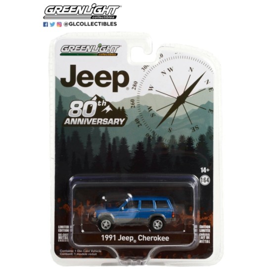 1/64 ANNIVERSARY COLLECTION SERIES 14 1991 JEEP CHEROKEE JEEP 80TH ANNIVERSARY EDITION