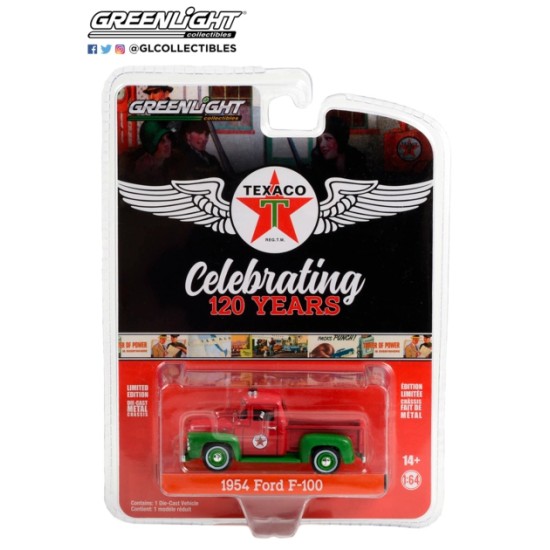 1/64 ANNIVERSARY COLLECTION SERIES 15 1954 FORD F-100 RED AND GREEN TEXACO CELEBRATING 120 YEARS