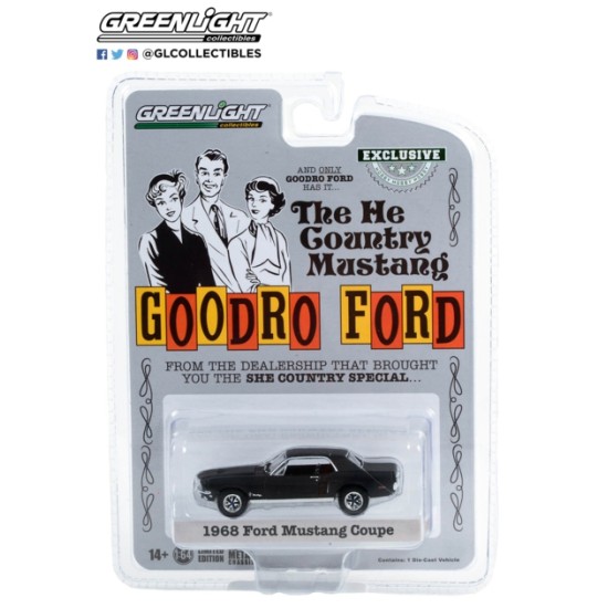 1/64 1968 FORD MUSTANG COUPE GOODRO FORD DENVER COLORADO STEALTH BLACK 30354