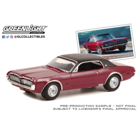 1/64 1967 MERCURY COUGAR XR-7 GT USPS 2022 PONY CAR STAMP COLLECTION BY ARTIST TOM FRITZ (HOBBY EXCLUSIVE)
