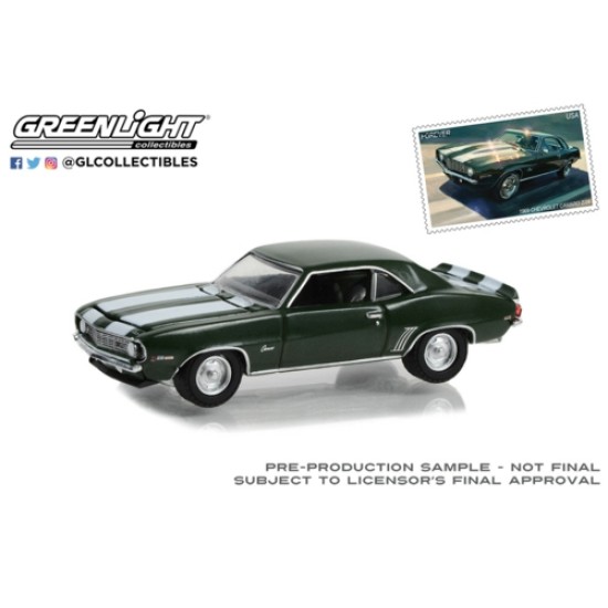 1/64 1969 CHEVROLET CAMARO Z/28 USPS 2022 PONY CAR STAMP COLLECTION BY ARTIST TOM FRITZ (HOBBY EXCLUSIVE)