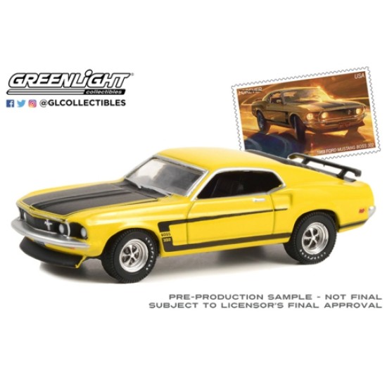 1/64 1969 FORD MUSTANG BOSS 302 USPS 2022 PONY CAR STAMP COLLECTION 30373