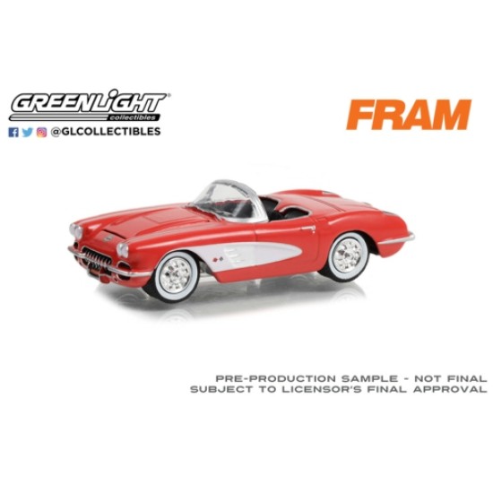 1/64 1958 CHEVROLET CORVETTE FRAM OIL FILTERS TRUSTED SINCE 1934 (HOBBY EXCLUSIVE)