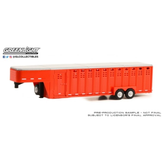 1/64 HITCH AND TOW TRAILERS 26 FOOT VERTICAL THREE HOLE GOOSENECK LIVESTOCK TRAILER RED (HOBBY EXCLUSIVE)