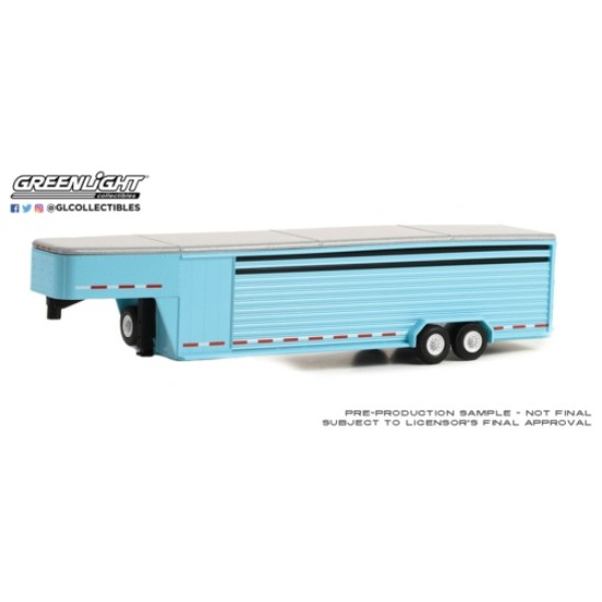 1/64 HITCH AND TOW TRAILERS 26 FOOT CONTINUOUS GOOSENECK LIVESTOCK TRAILER LIGHT BLUE (HOBBY EXCLUSIVE)